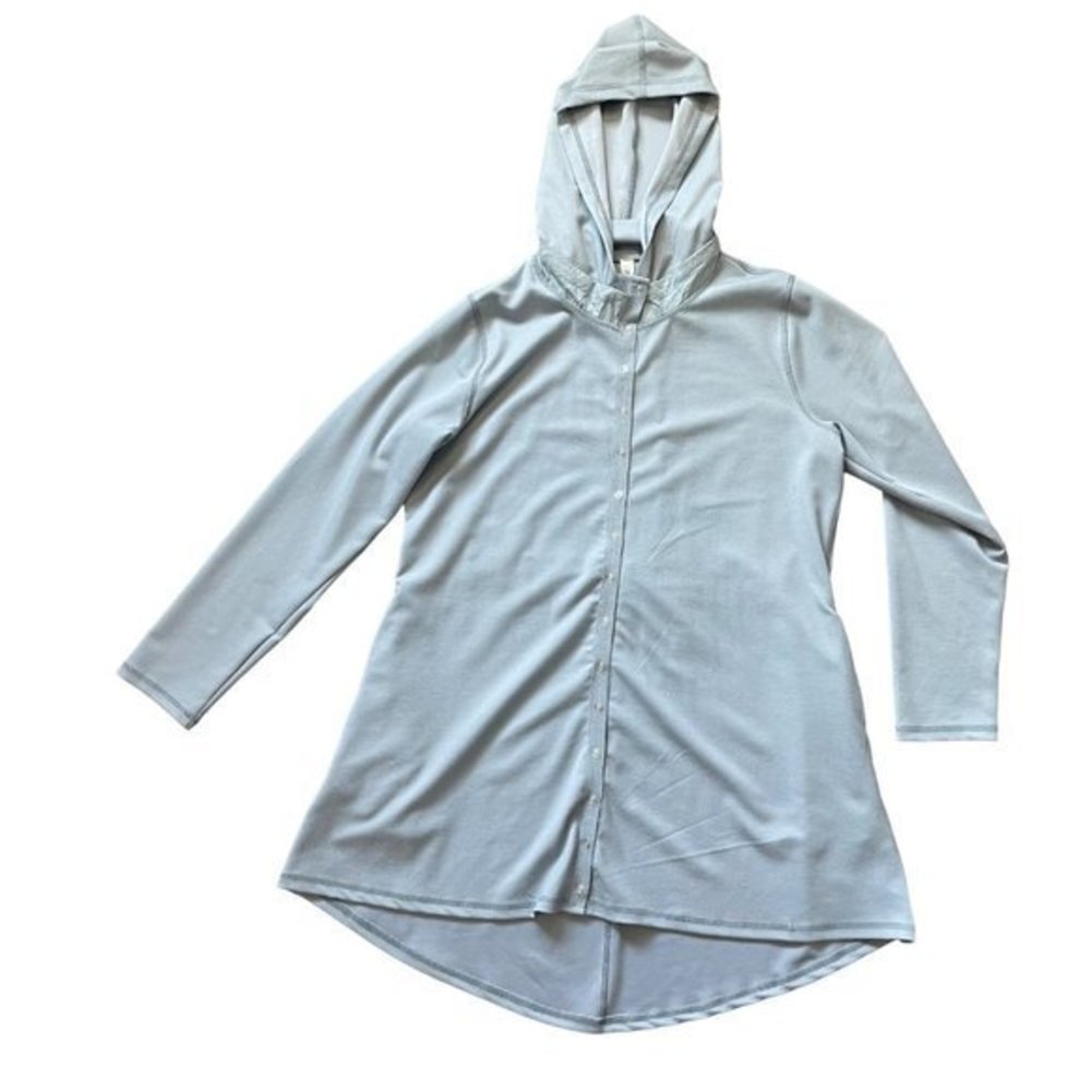 Cubism Women's Blue High Low Tie Back Removable Snap Hood Snap Closure Hoodie XL